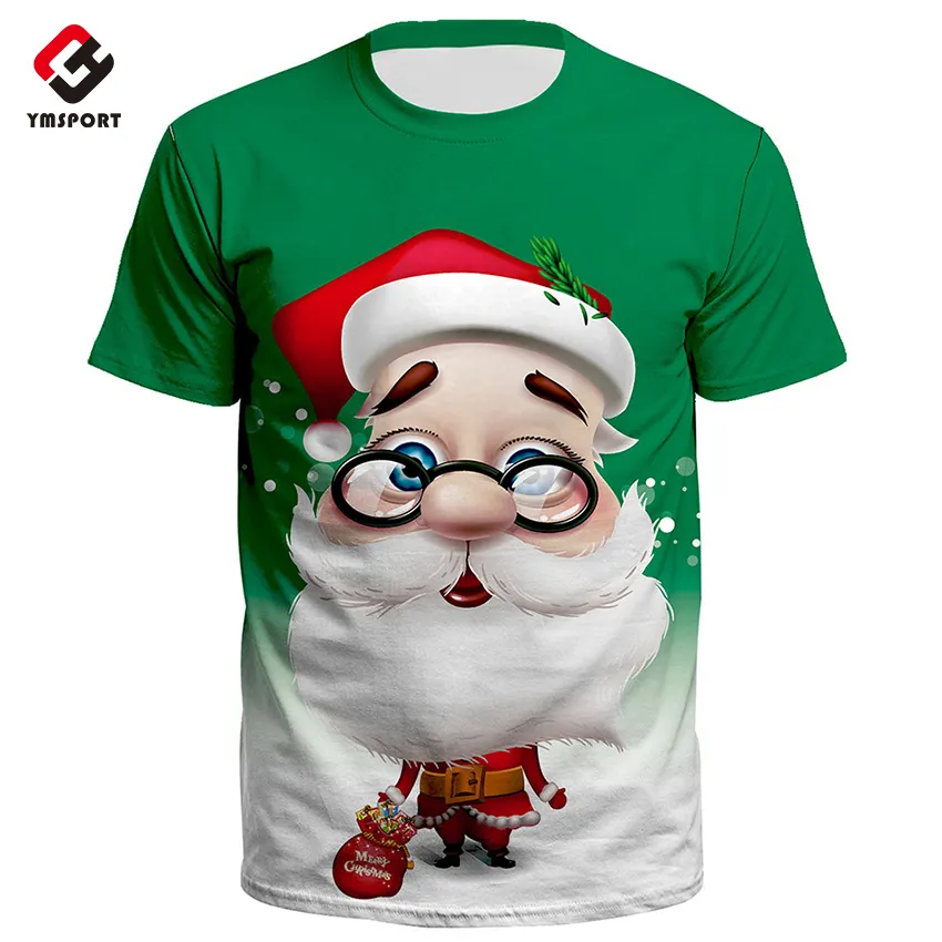 Camicia di natale oversize di alta qualità da uomo Santa Claus T-Shirt con stampa regalo Casual divertenti T-Shirt a manica corta stile nuovo