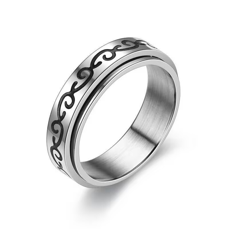 14. 6mm - Rotating Ruyi Pattern, Steel Color