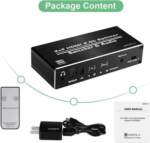 Separador de interruptor HDMI 4K, 4K, 60Hz, HDMI 2.0b, 2 en 2, con escalar, Toslink óptico, SPDIF, Extractor de Audio de 3,5mm - Product Image 3