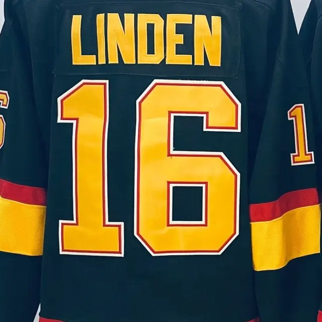 Prêt à Expédier Vancouver Trevor Linden Noir Vintage Meilleure Qualité Maillot de Hockey National Cousu