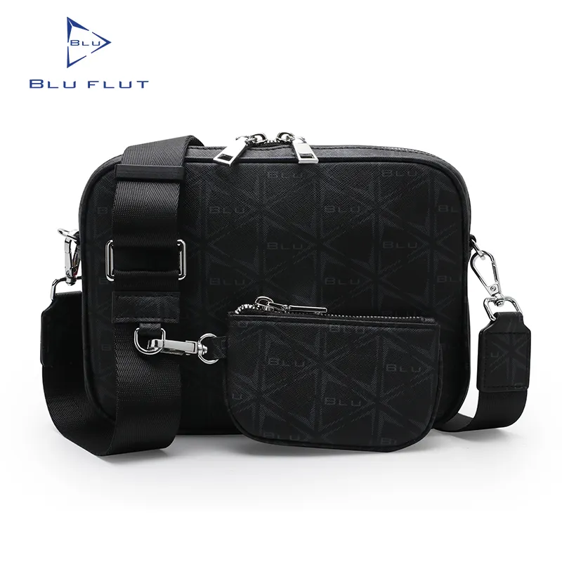 Blu Flut Moda Durável Homens Shoulder Bag Viagem Homens Crossbody Bag com Coin Purse Cinta Larga Sling Messenger Bag para homem