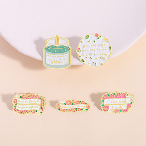 In Stock Metal Pins with <strong>Positive</strong> Message Soft Enamel Pin <strong>Positive</strong> Phrases with Flower - Product Image 2