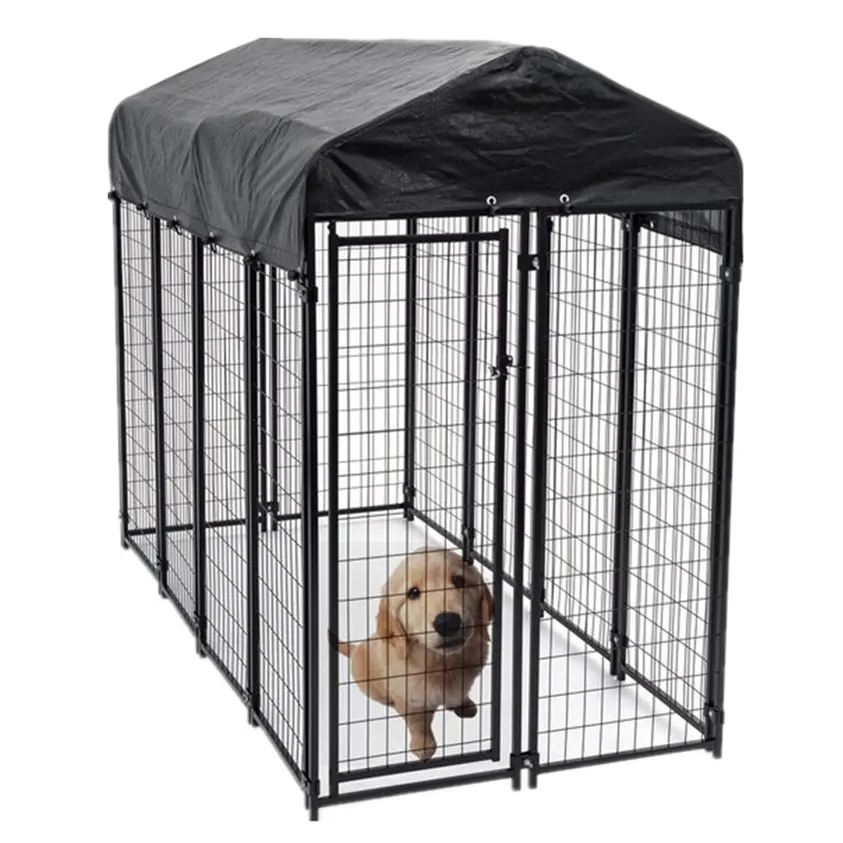 Black Powder Coated Dog Kennel with UV Protective Cover