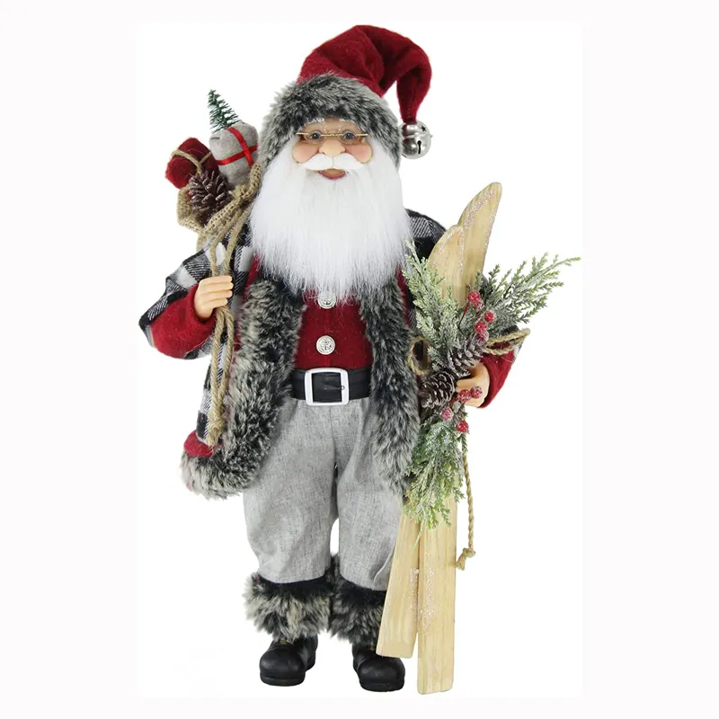 Papá Noel De pie clásico, adornos de Navidad, Escena de Navidad con Pinecone, decoración, 2022