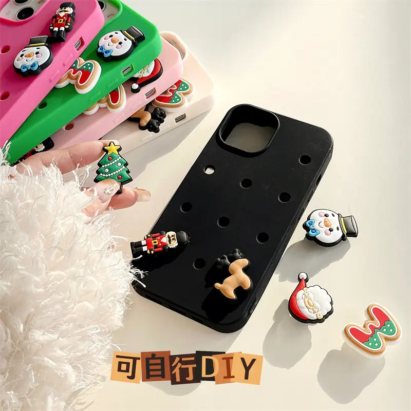 卸売3Dスタイルの若い女の子面白いDIYホールクロックス電話ケースクリスマスチャーム電話ケースiphone 14 15 pro max