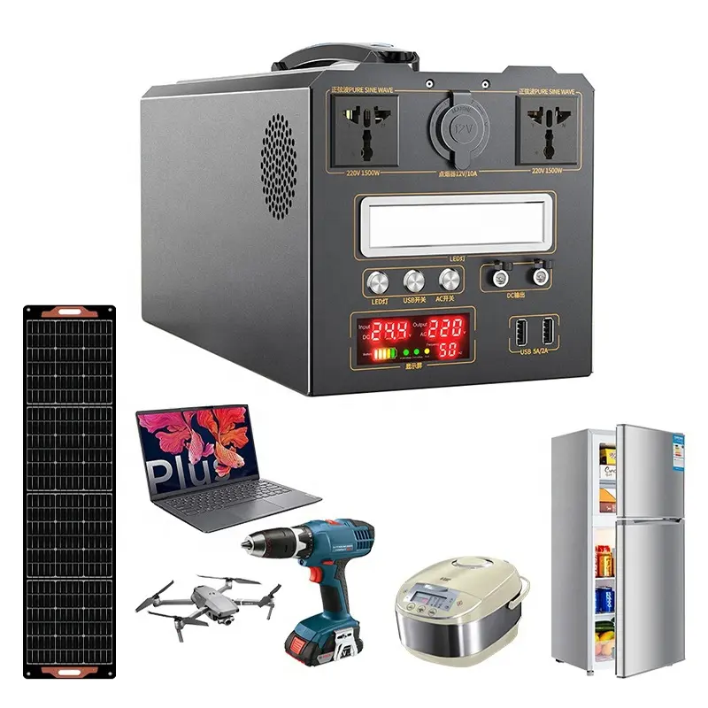 1000W 2000w 2500w home use solar power station 110V 220V solar power generator Outdoor Portable Power Supply Station