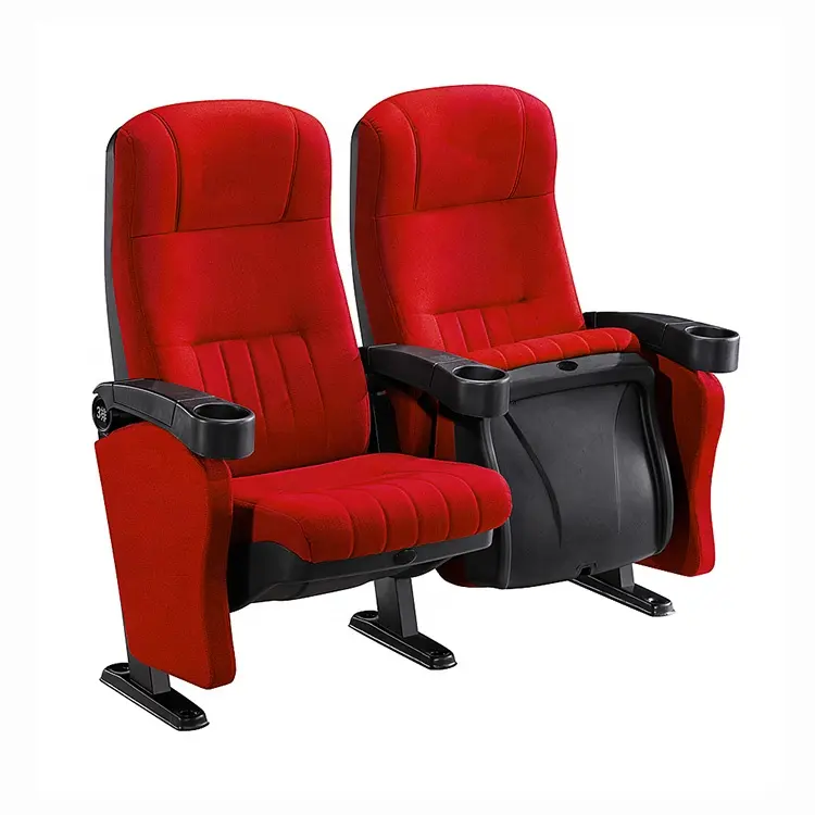 New Design Made In China Modern Luxury Red Fabric Movie Folding Cinema Chairs Vip Price Theater Seats With Cupholder For Sale