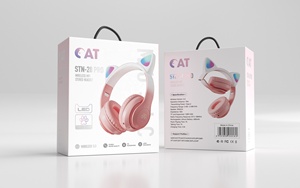 2022 Top Macaron Atas Kepala Telinga Kucing Headphone Anak-anak Kartu <span class=keywords><strong>Headset</strong></span> Berbentuk Kucing Led Warna Mengubah Headphone Nirkabel dengan Mic - Product Image 6