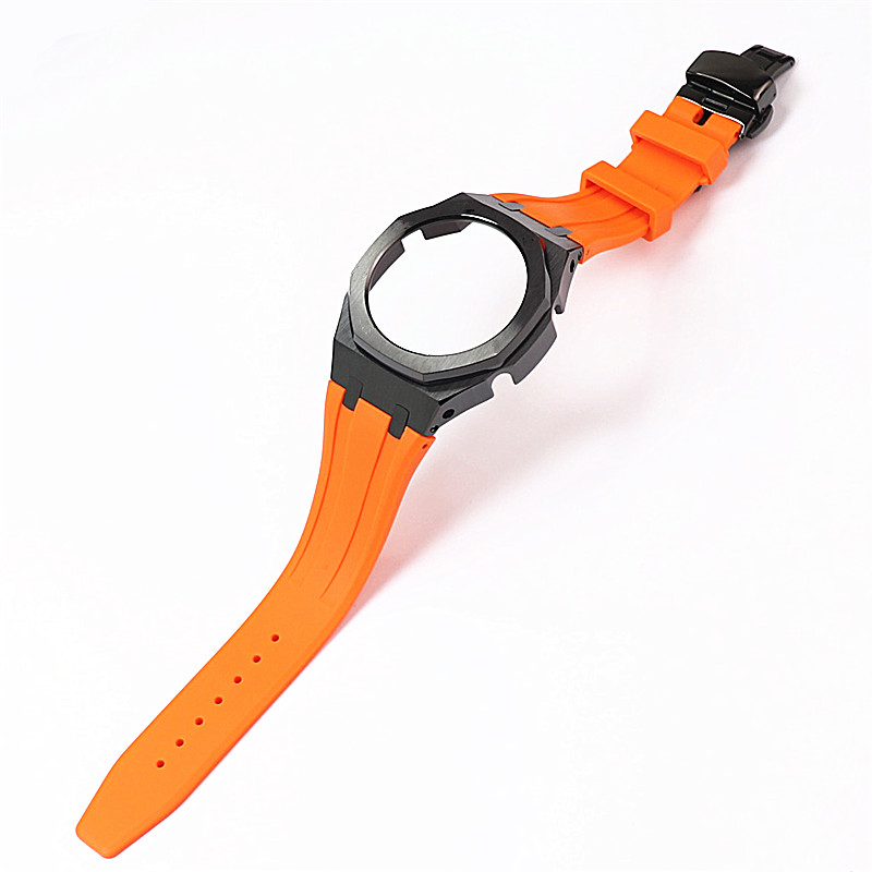 Coque noire + bracelet en silicone orange