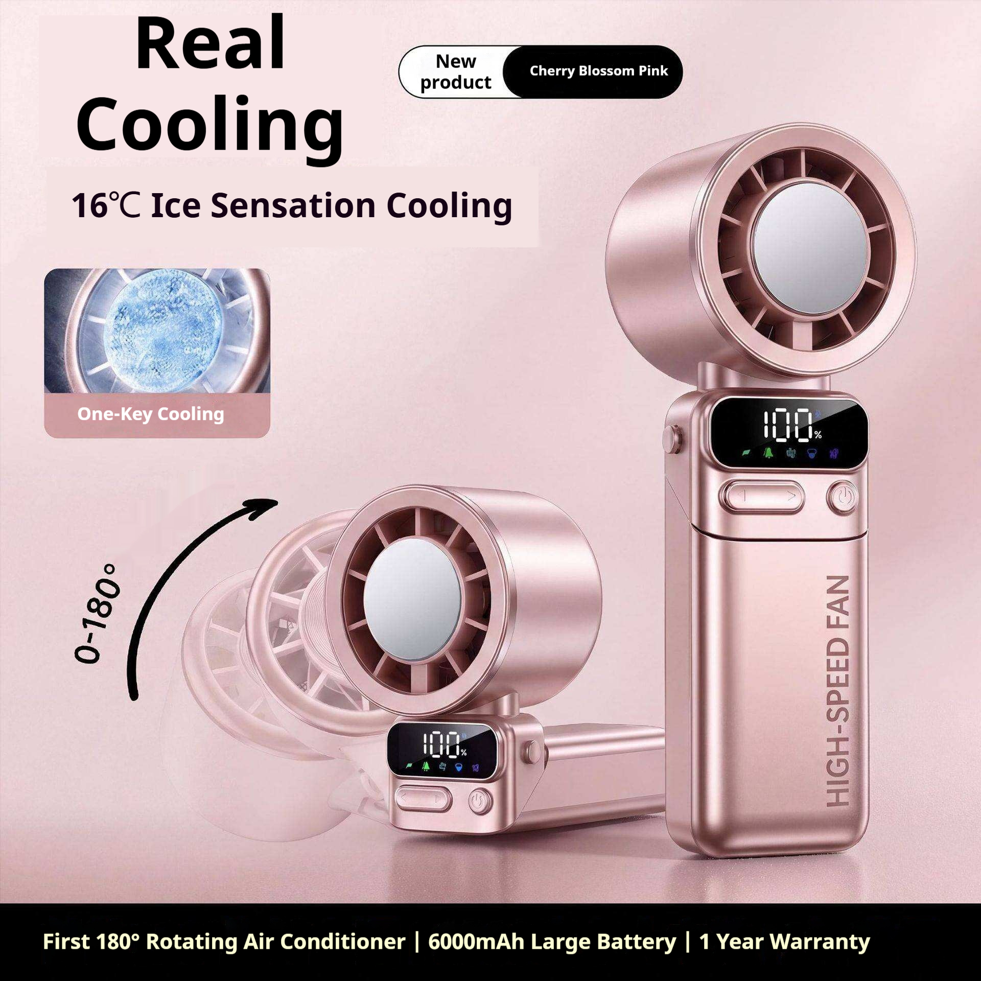 pink refrigeration + lanyard-sakura powder-6000 ma zurong
