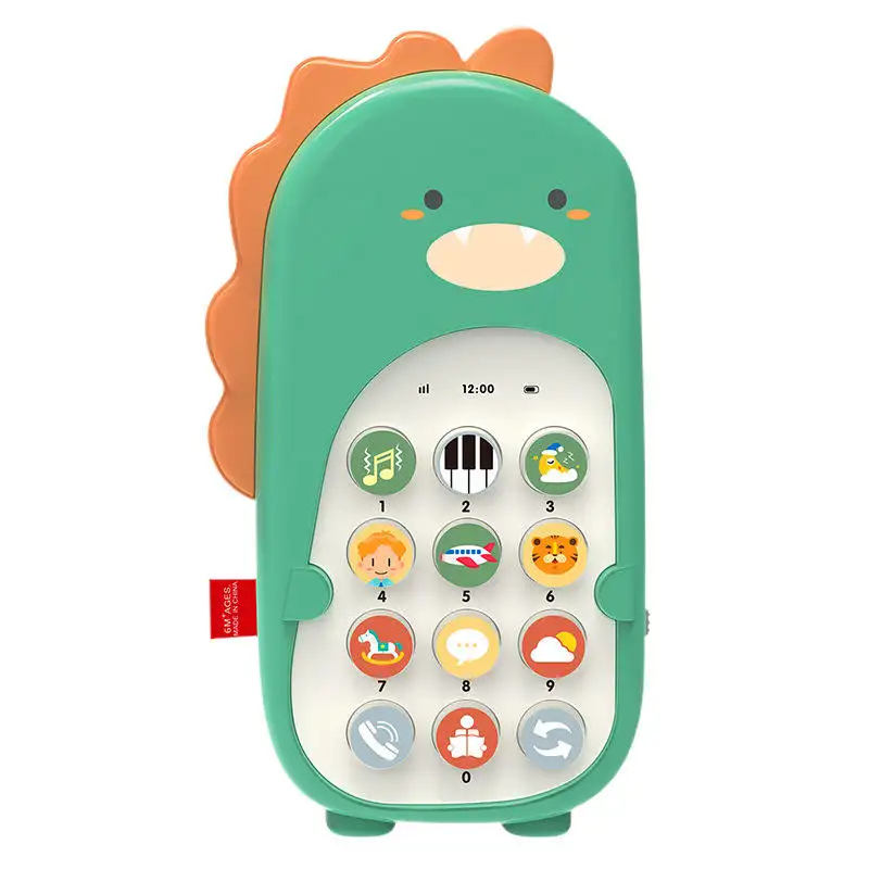 Sacudir y bailar dibujos animados dinosaurio forma bebé teléfono juguetes Primera Infancia iluminación juguetes bebé Musical calmante juguete teléfono