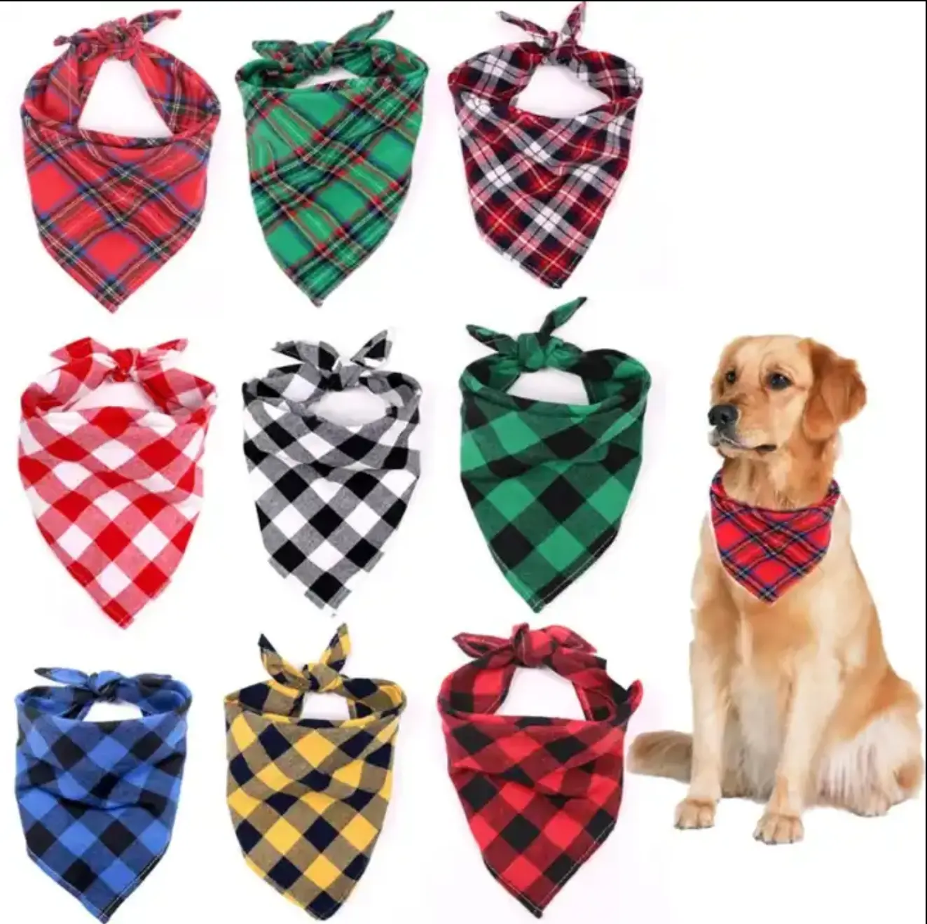 Individuelles Haustier-Wäsche-Dreieck-Plaid 100 % Baumwolle Haustier-Bandanas individuelles Hundschal Bandana