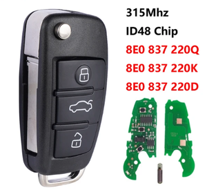 3 Buttons Smart Remote <strong>Key</strong> Shell With ID48 Chip 315MHz/433MHZ Keyless Go Entry Remote Car <strong>Key</strong> for <strong>Audi</strong> A2 A4 S4 - Product Image 2