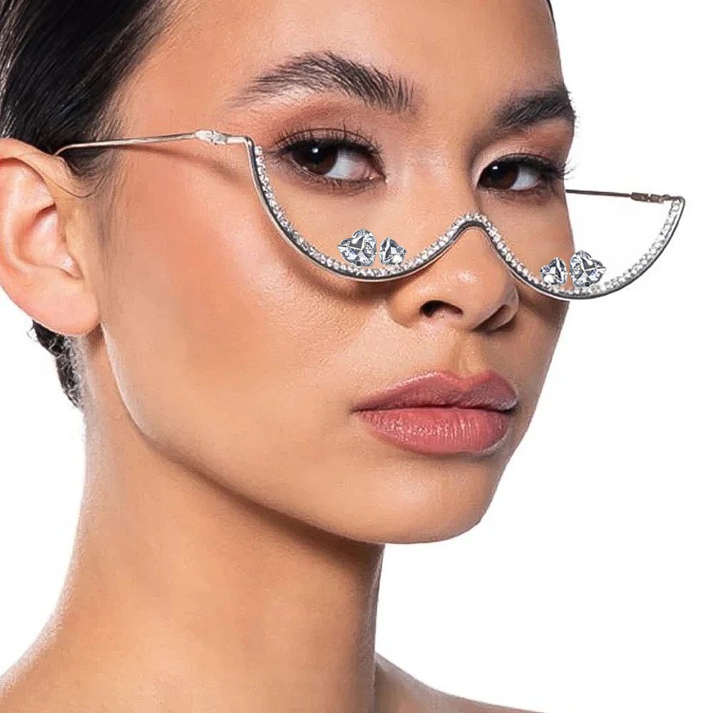 Section 3 white diamond love glasses frame-silver