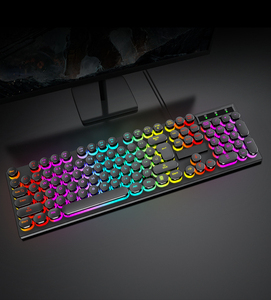 Tasti 104 tastiera Gamer cablato ufficio Retro Computer PC retroilluminato tastiera e Mouse tasti rotondi gioco tastiera Mouse Combo - Product Image 4