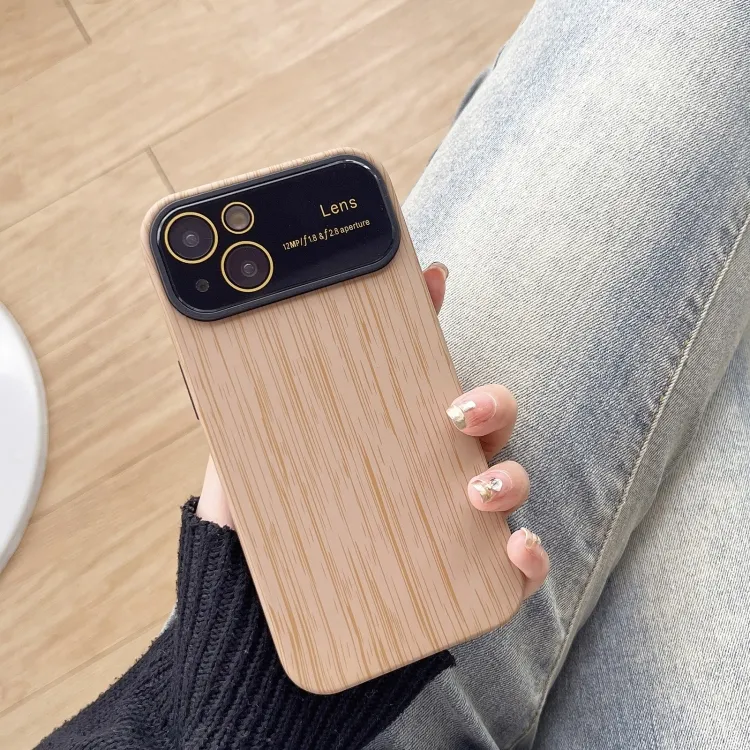 Gran oferta, funda de teléfono a prueba de golpes para iPhone 13, funda de teléfono TPU de grano de madera con película de lente