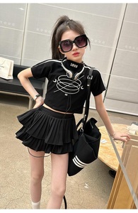 2025夏秋时尚2pcs女童服装套装热卖露背t恤6-15岁儿童裙装