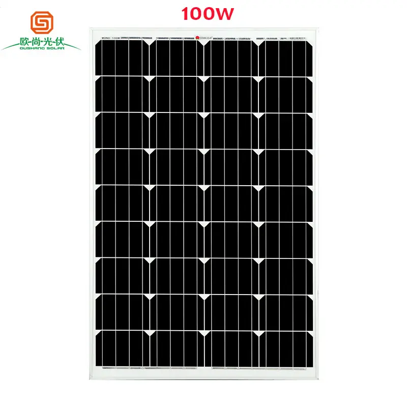 Oushang Tấm Năng Lượng Mặt Trời Hệ Thống Năng Lượng Mặt Trời Silicon Đơn Tinh Thể 100W 18V