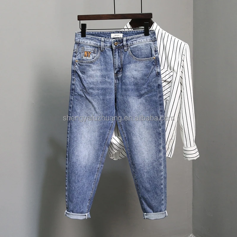 Wholesale new men's jeans fashion men's elastic jeans trousers good quality zipper jeans for men