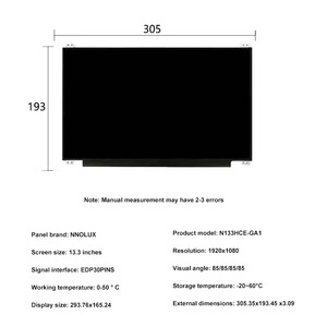 Qunchuang Pantalla de visualización de monitoreo de seguridad Hd de 13,3 pulgadas Resolución Hd 1920*1080 Interfaz Edp Módulo Lcd Oem Fábrica al por mayor - Product Image 2