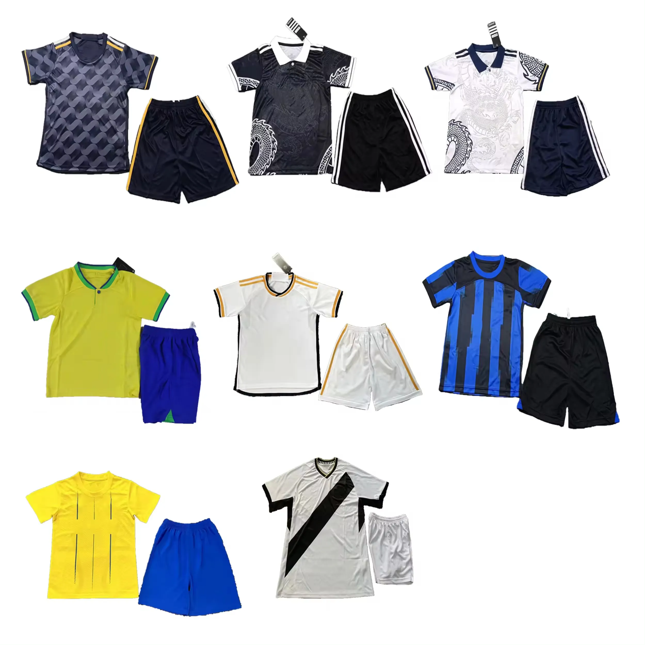 24-25 fabrika mağaza stok yetişkin ve çocuk futbol takım elbise Set çabuk kuruyan jersey nefes pantolon toptan