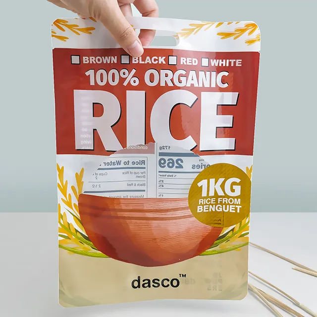Logotipo feito sob encomenda material do selo térmico do produto comestível 1kg 5kg sacos claros do empacotamento plástico do arroz da farinha do trigo para o arroz