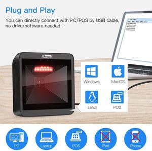 Eyoyo 2Dハンズフリー全方向QRバーコードリーダースーパーマーケットライブラリ用デスクトップバーコードスキャナー - Product Image 4