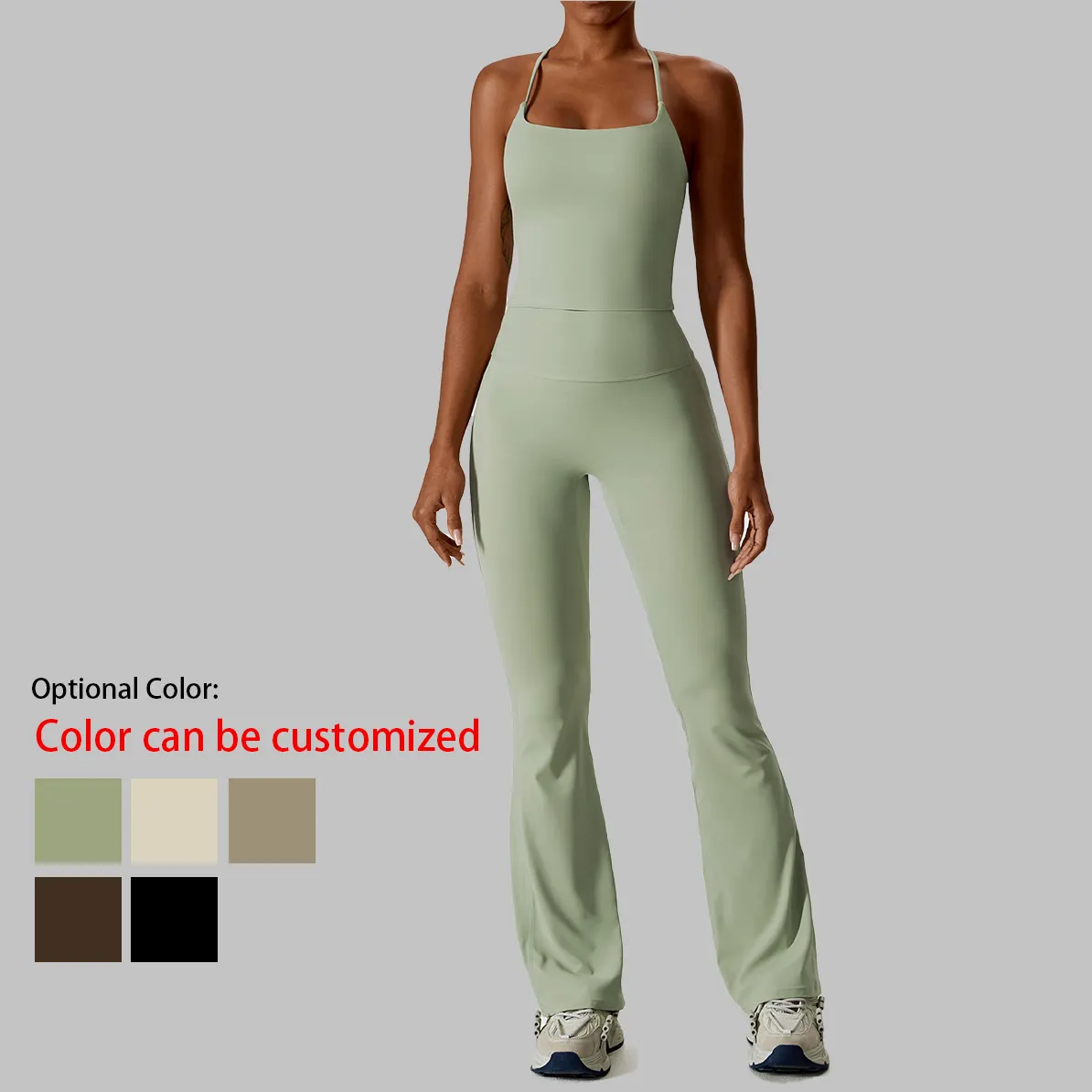 Nuovo Design personalizzato allenamento Fitness abbigliamento attivo Crop top vita alta pantaloni per il Fitness Set Yoga per le donne