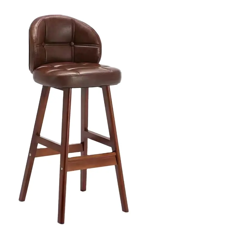 Nordique hauteur comptoir en bois extérieur en cuir cuisine luxe chaise tabourets de Bar tabouret chaise haute
