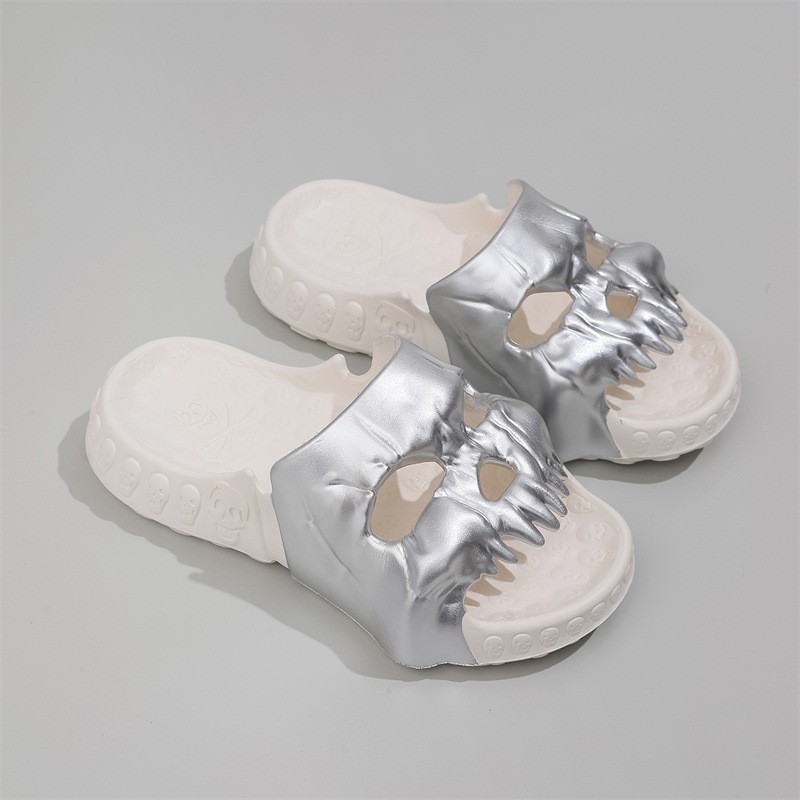 White/silver slides sandals