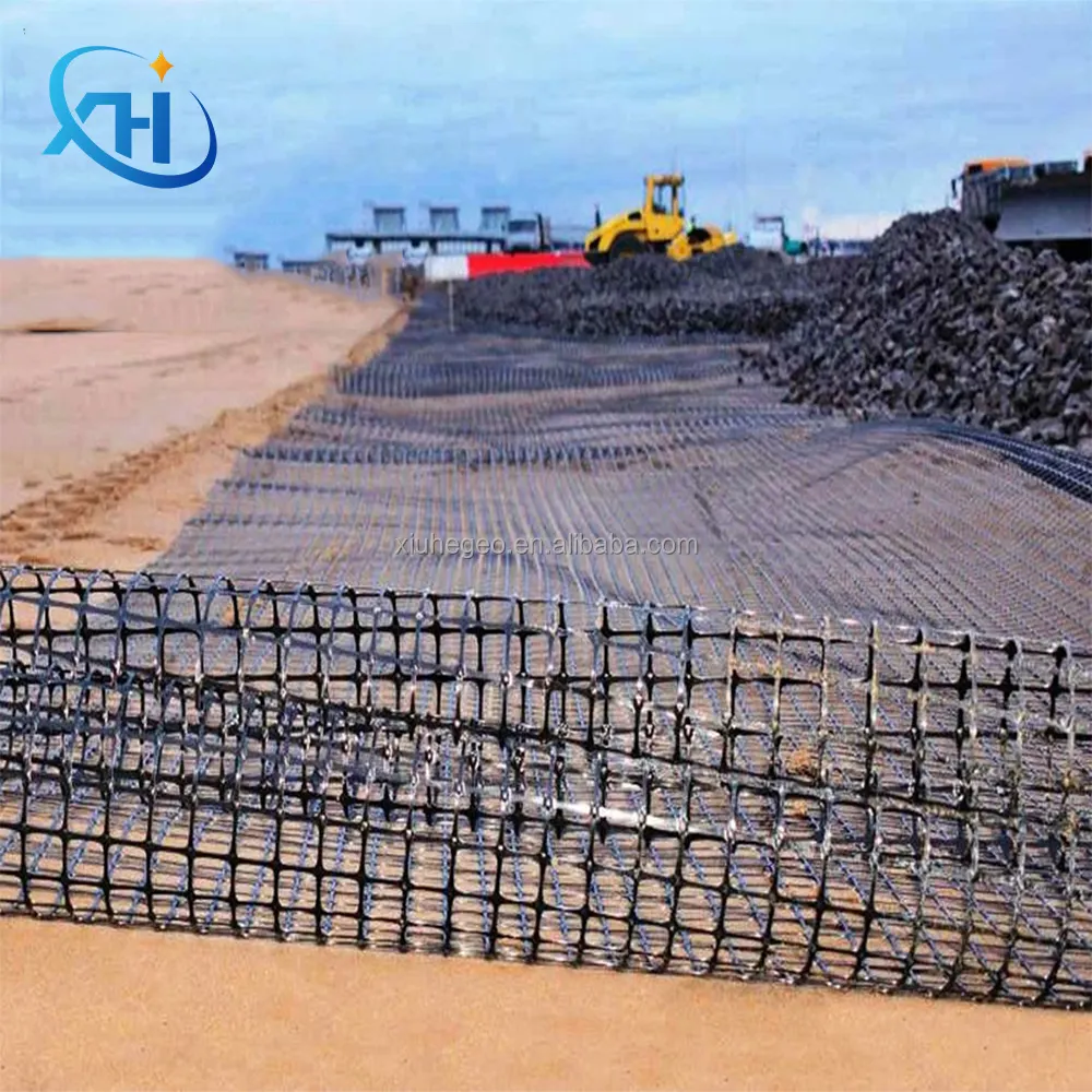 Geogrid พลาสติกสองแกน / ไฟเบอร์กลาสความแข็งแรงสูงสําหรับ geogrid โพรพิลีนเสริมดิน