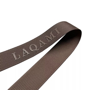 Customized Gift Wrapping Embossed Design Printed Brown Recycled 3/4&quot; Polyester Grosgrain Satin <strong>Ribbon</strong> <strong>with</strong> logo Brand - Product Image 5