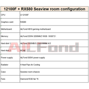 סיטונאי בניית מחשב שולחני i3 12100 i5 12400 H610m 16G DDR4 M.2 RX580 מחשב מחשב גיימינג עם מחשבי שולחן RGB אביזרים מובנים מראש