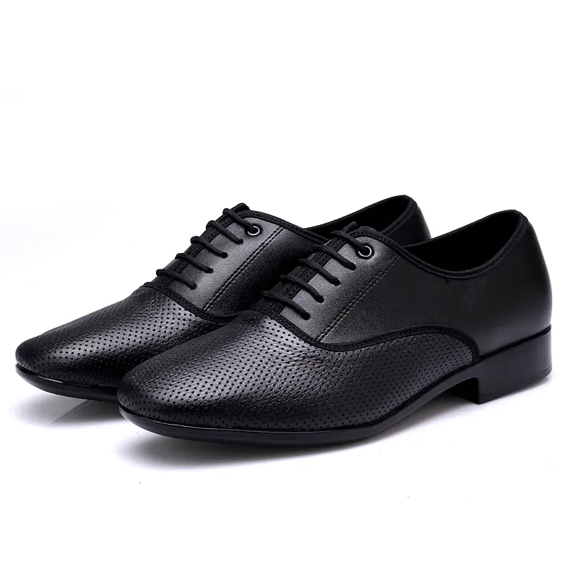 Zapatos de baile de piel auténtica para hombre, calzado Latino para Salsa, Tango, Samba