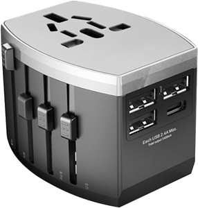 3 USB ve 1 tip-c portlu evrensel seyahat adaptörü-abd ab İngiltere AUS için hepsi bir arada uluslararası güç adaptörü - Product Image 1