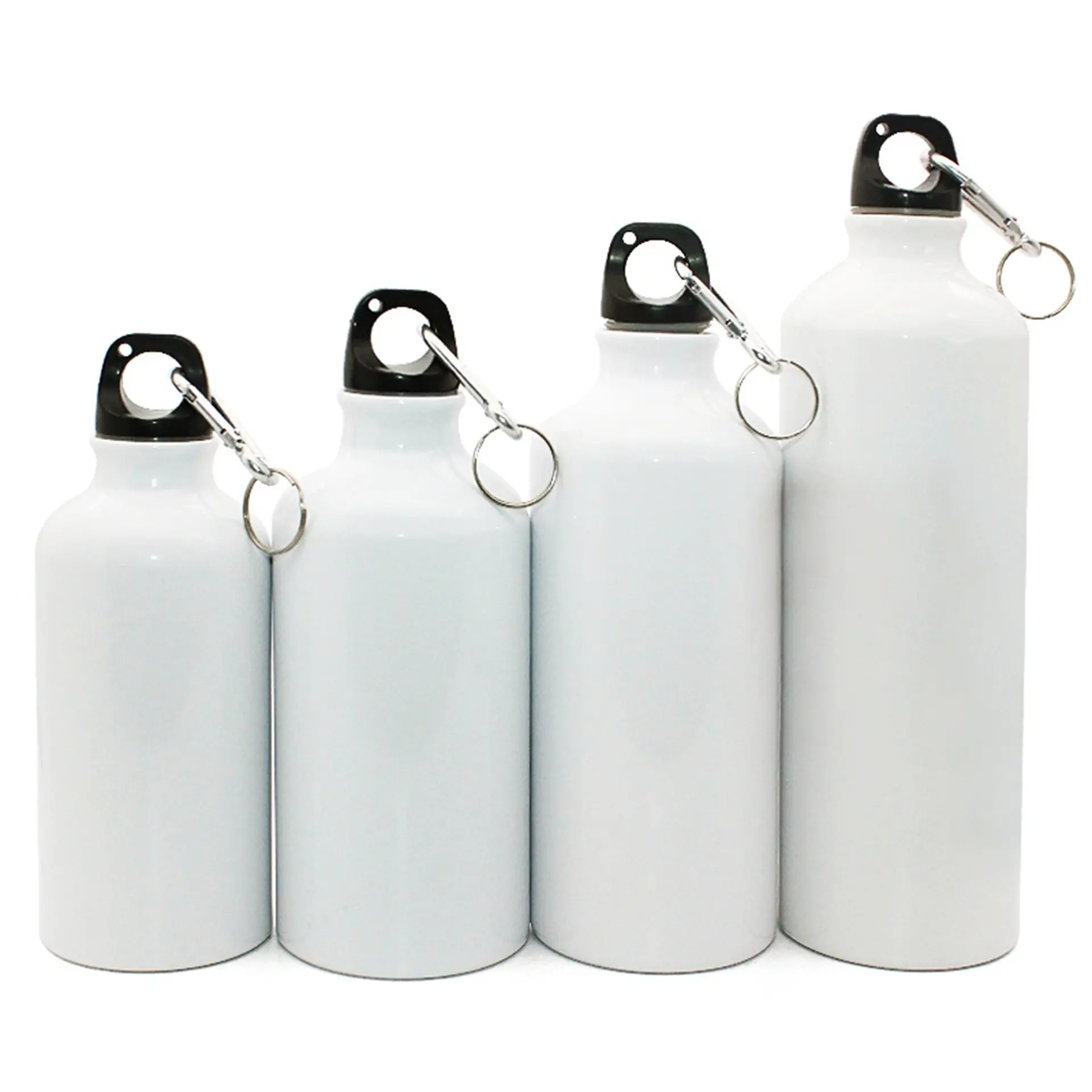 400ml/500ml/600ml/750ml Single Wall Blank white Sublimation cheap Aluminium water bottle with carabiner