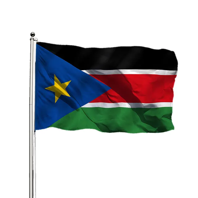 カスタムプリント100D110gsmポリエステル国旗3x5ft南スーダン国旗