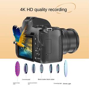 Zoom quang học 10X 270 ° Máy quay video HD màn hình lật 4K chuyên nghiệp, máy ảnh kỹ thuật số DSLR hỗ trợ thẻ nhớ SD dành cho nữ sinh đi du lịch - Product Image 2