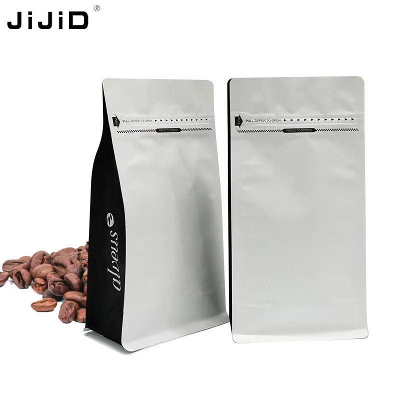 JiJiD оптовая продажа индивидуальная печать 250 500 крафт-бумага кофейные зерна упаковочный пакет с клапаном