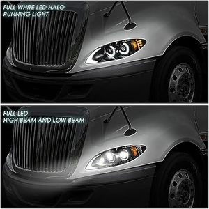 Led c-phong cách Halo chiếu đèn pha tương thích với 09-18 quốc tế gặt đập Prostar, đen nhà ở - Product Image 3