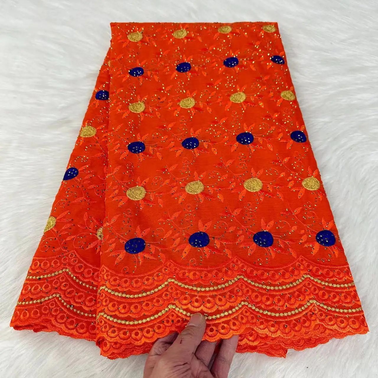 Nueva tela de encaje suizo de algodón 100% de alta calidad bordada tela de encaje africano tela de encaje de gasa Suiza africana