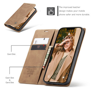 新款复古磁卡支架钱包盖翻盖皮套适用于Iphone 6 7 8 Plus X Xs Xr Max 11 12 Pro迷你Se2020 - Product Image 2