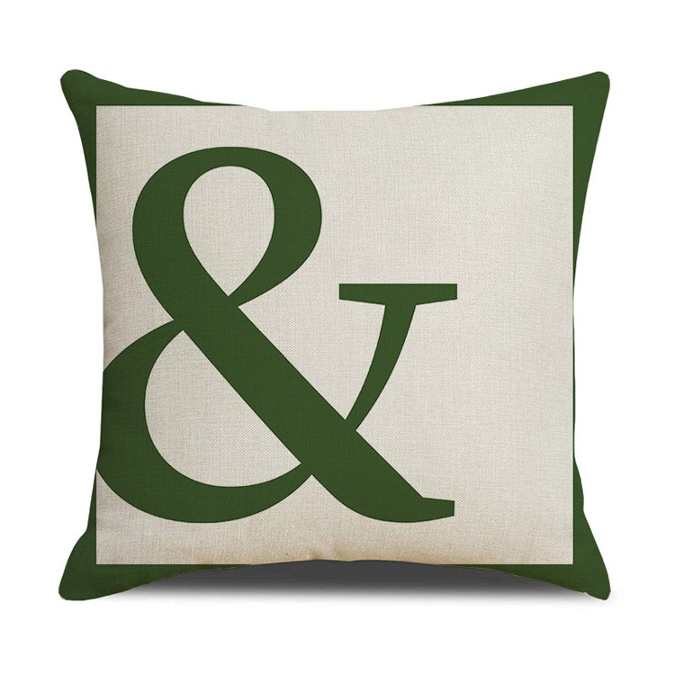 Luxury Style Green Linen Sofa Pillowcase Dark Green Geometric Pattern Pillowcase Bedside Decoration Cushion Cover