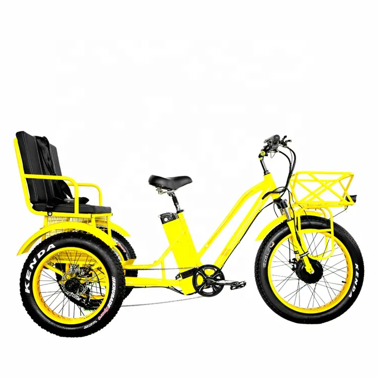 24-20Inch 750W 8FUN Front Motor 48V21AH Batterij Ce Fietstaxi Fietstaxi Becak Elektrische Driewielers 3 Wielen Vet band Elektrische Riksja