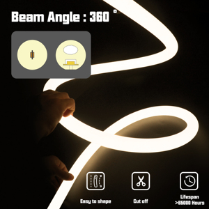 360-Degree Illumination Dc24V Neon <strong>Led</strong> Strip 5M/Reel 360 Degree Round Flexible Silicon Light <strong>Tape</strong> Ip67 - Product Image 5