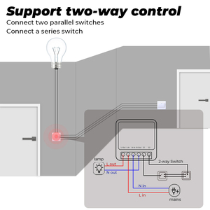 16A Mini Smart Wifi DIY Switch Supports 2 Way Control、Smart Home Automation Module、WorksとAlexa Google Home Smart Life App