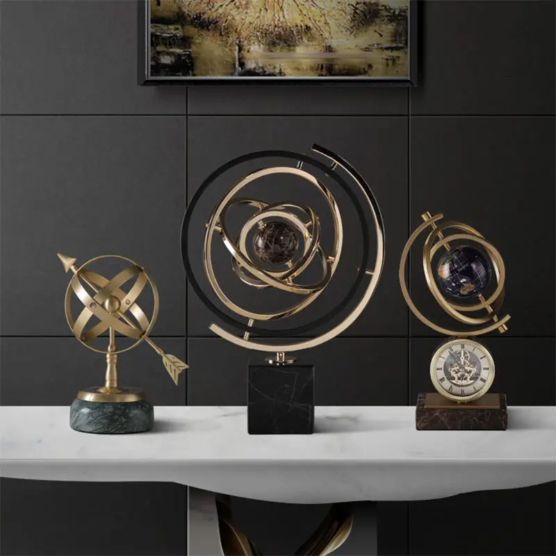 Moderno nórdico creativo graduación Mesa Metal regalo moda lujo Oficina sala de estar Vintage globo relojes decoración del hogar artículos