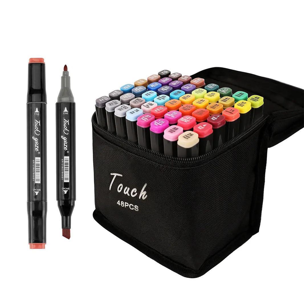 Conjunto de canetas marcadoras para pintura permanente à base de álcool, caneta artística de ponta dupla colorida à prova d'água para pintura permanente