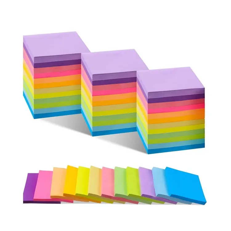 Note adesive personalizzate di alta qualità 3x3 in brillanti appiccicose colorate Super aderenti con potere forte note adesive