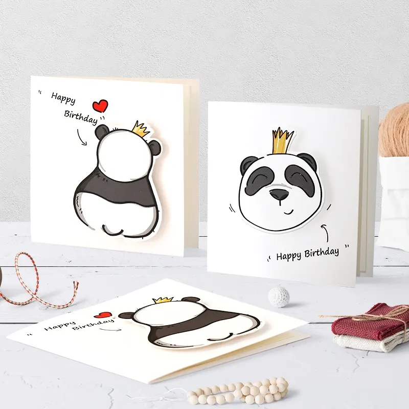 Aegean-tarjeta de felicitación de Tarjetas, regalo de cumpleaños divertido, 3d, Pop-Up, Kaarten, Panda, papel